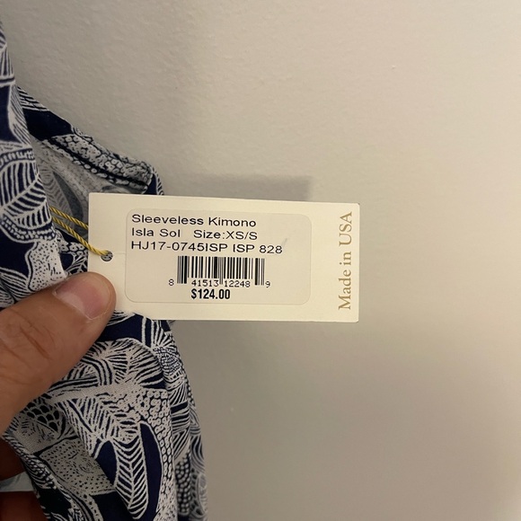 Helen Jon Island Sol Sleeveless Kimono Dress Navy Size Small - Picture 5 of 6